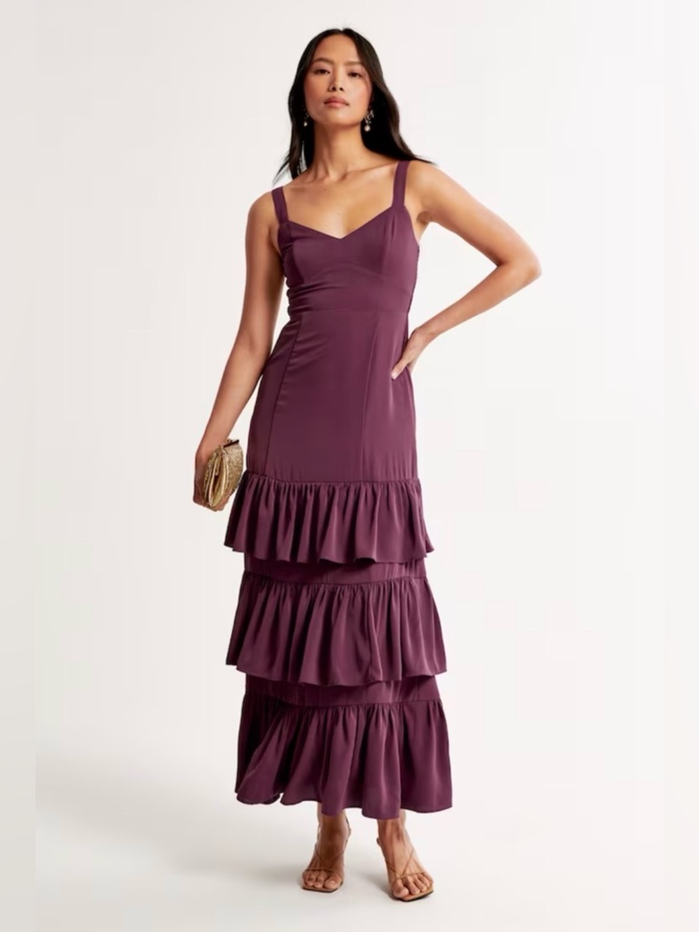 Abercrombie & Fitch Plum Tiered Maxi Dress